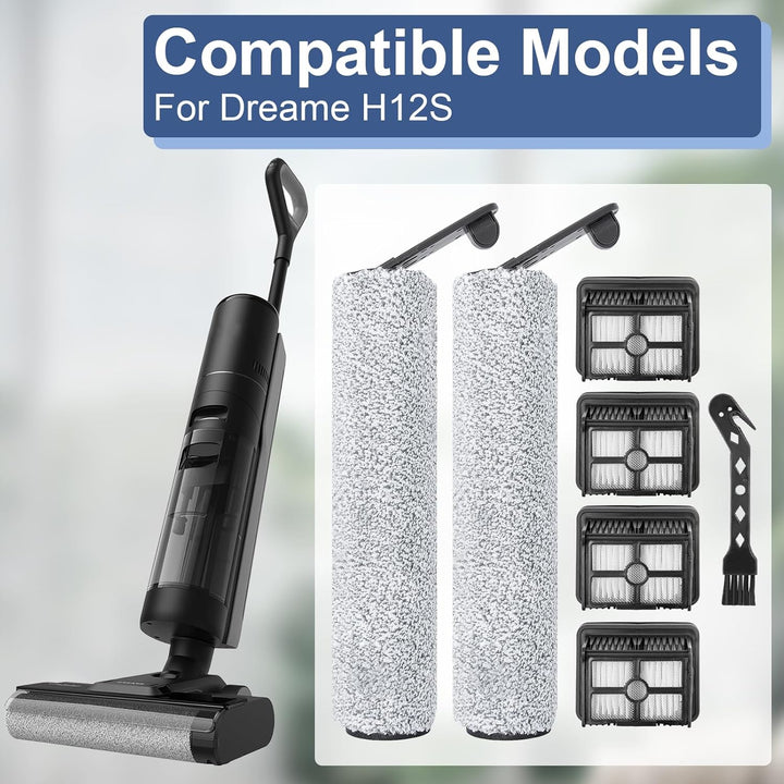 Bürstenrolle Filter Ersatzteile für Dreame H12S Nass- und Trockensauger Zubehörset, 2 Bürstenrolle,