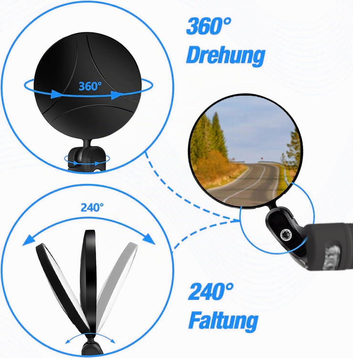 Rückspiegel für Ninebot Blinker E-Scooter MAX G2 D F2 plus E2 Pro | verstellbar 360° drehbar einklap