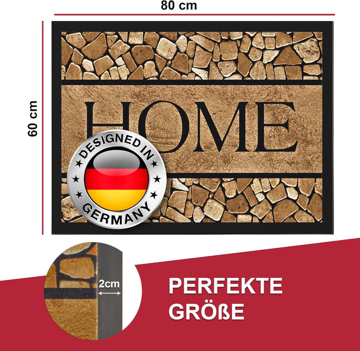 Hochwertige Fussmatte 60x80 cm (Large) – Schmutzfangmatte für Innen & Aussen, rutschfest mit hoher S