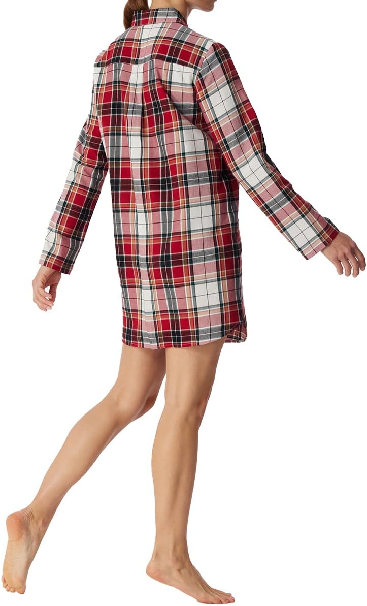 Schiesser Damen Nachthemd langarm Bauwolle 90cm - Xmas Gifting Set 40 Kariert, 40 Kariert