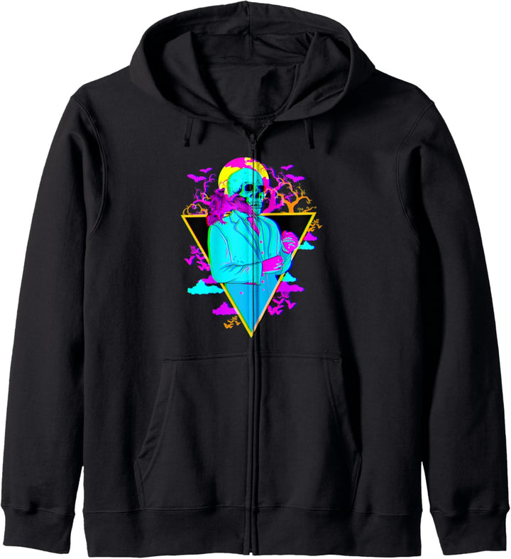 Ästhetisches japanisches Otaku Halloween Vaporwave Skelett Kapuzenjacke