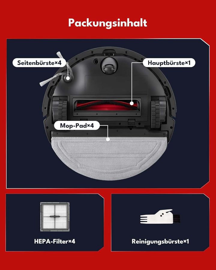 15 Stück Zubehörsets für Roborock Q10 S5/Q10 S5+ Robot Staubsauger, Ersatzteile mit 1 Hauptbürste, 4