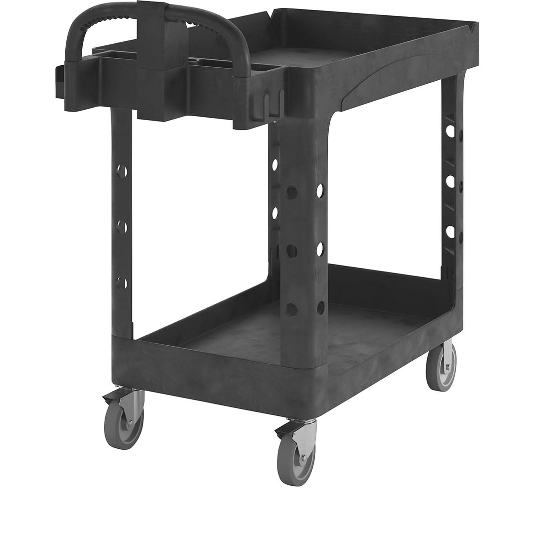 Rubbermaid Commercial Products Small Lipped Shelf Heavy Utility Cart - Black
