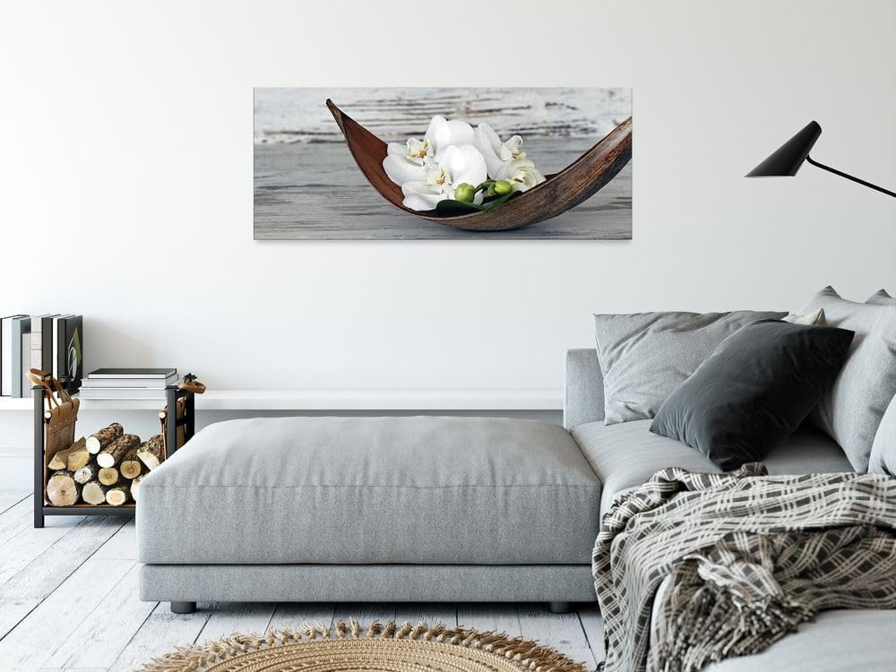 artissimo, Glasbild XXL, 125x50 cm Querformat, AG5407A, Blumen und Natur: Schale mit Orchideen, Bild