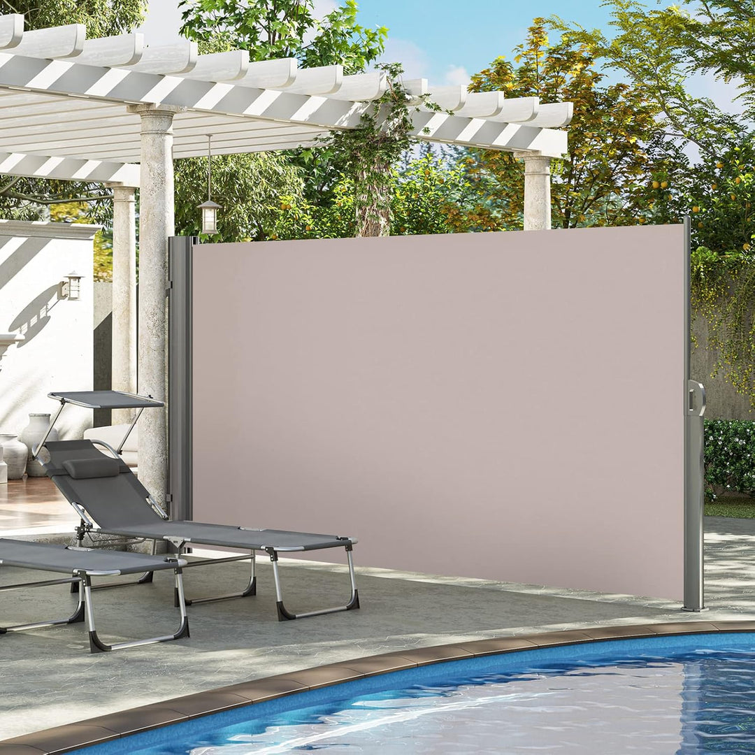 LARMNEE Seitenmarkise, ausziehbar, 180 x 300 cm, Sichtschutz, Sonnenschutz, Blickdicht, Seitenrollo,