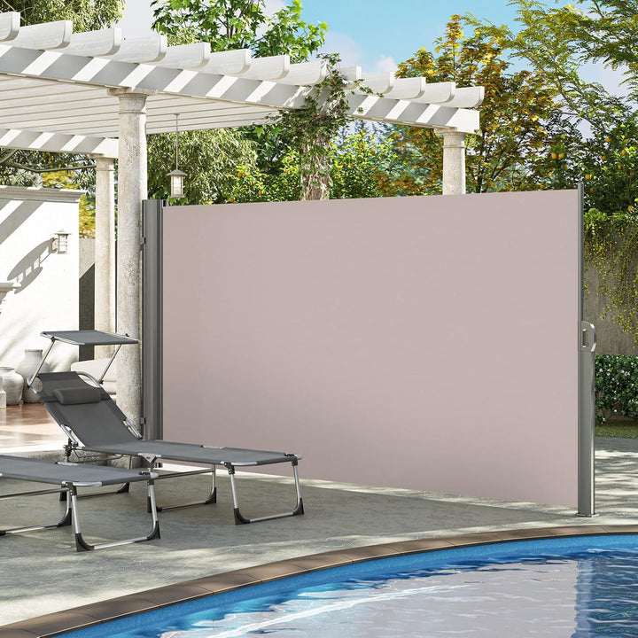LARMNEE Seitenmarkise, ausziehbar, 180 x 300 cm, Sichtschutz, Sonnenschutz, Blickdicht, Seitenrollo,