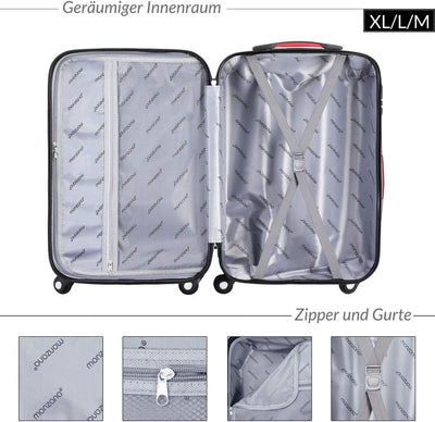 Monzana® Koffer Baseline Handgepäck ABS Hard Case Gehäuse gummierte Rollen Teleskopgriff Zahlenschlo