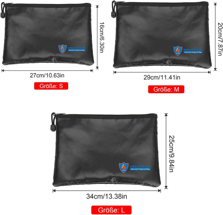 2 Stück Feuerfeste Tasche 29x20cm, Wasserdichte Feuerbeständige Tasche,Tresor Feuerfest Geldscheine