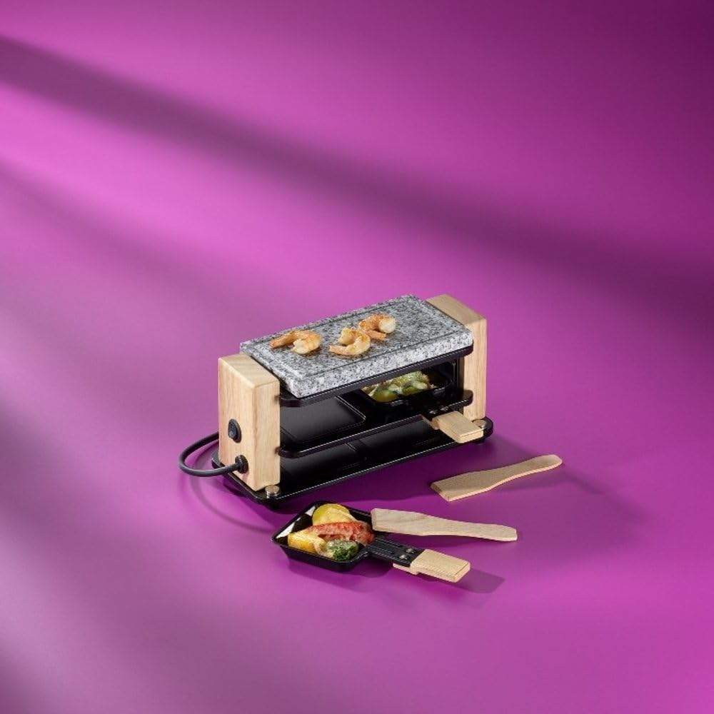 Kela Raclette/Stein BEDRETTO – Granit schwarz, 4 Personen, Raclette-Grill mit Steinplatte und Pfännc