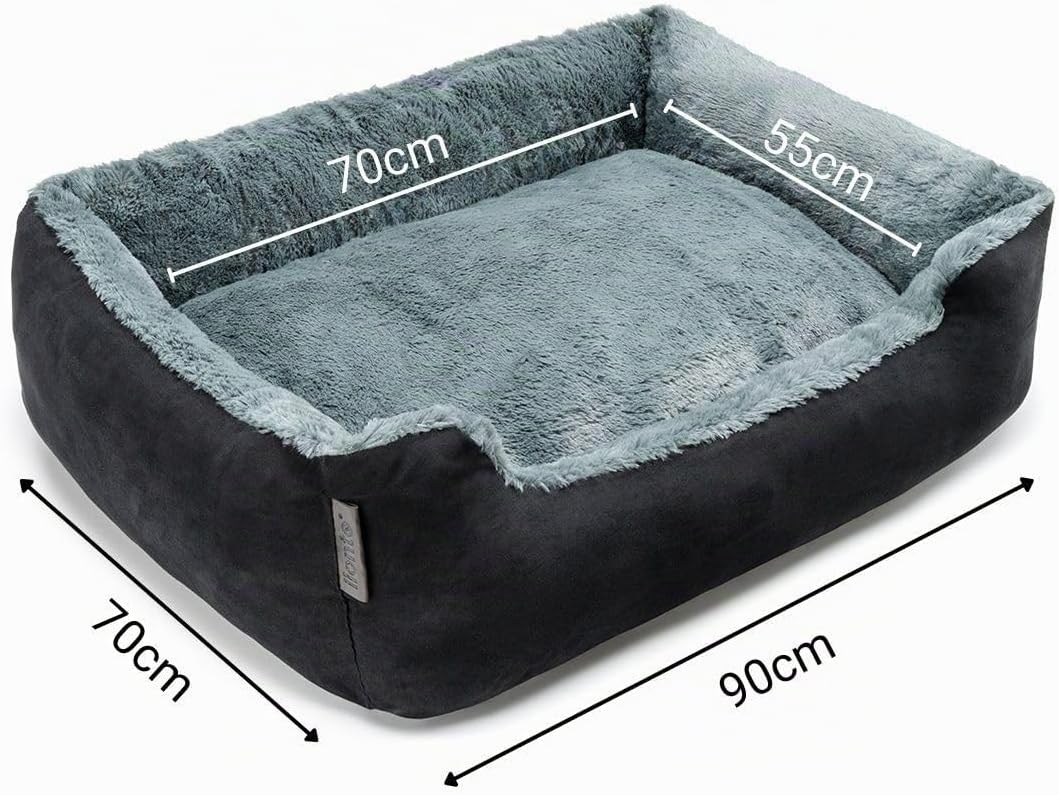 lionto Hundebett Hundekissen Hundekörbchen mit Wendekissen, (XL) 90x70 cm grau/schwarz L 90 x B 70 x