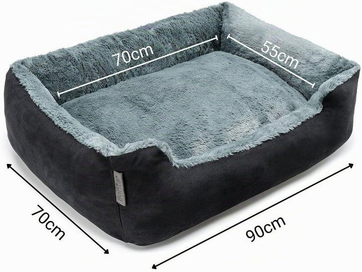 lionto Hundebett Hundekissen Hundekörbchen mit Wendekissen, (XL) 90x70 cm grau/schwarz L 90 x B 70 x