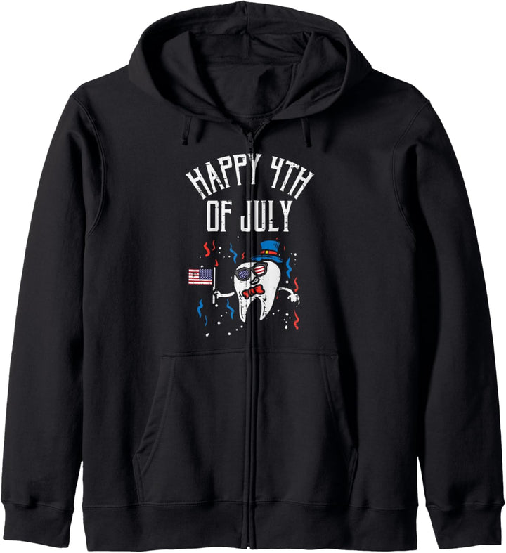 Happy 4th Of July Tooth Dentist US American Flag July Fourth Kapuzenjacke