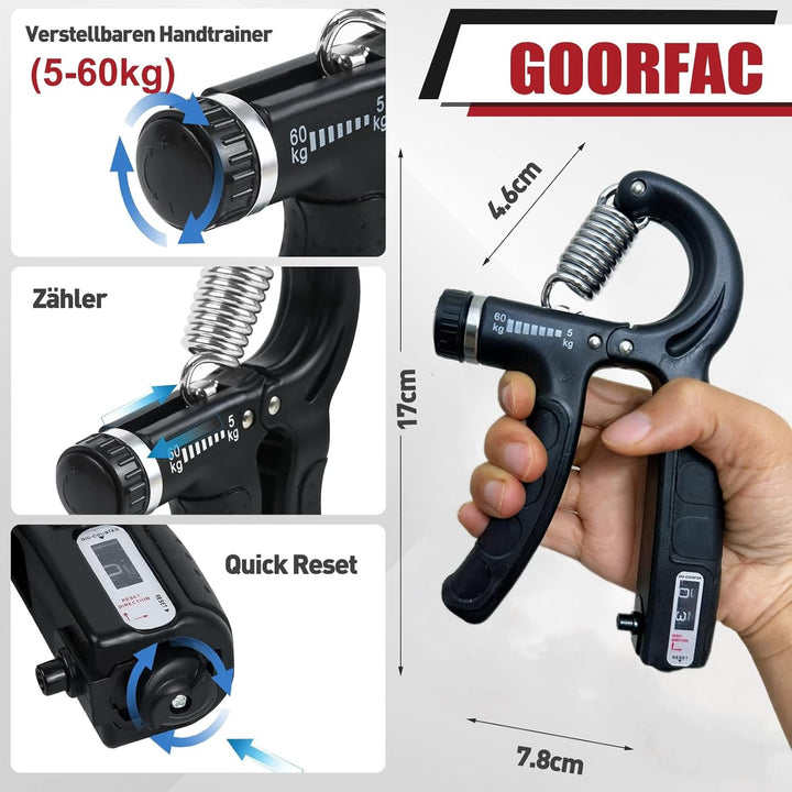 GOORFACHandtrainer Fingertrainer (6-teilig) Griffkraft Trainer Krafttraining Griffstärker Verstellba