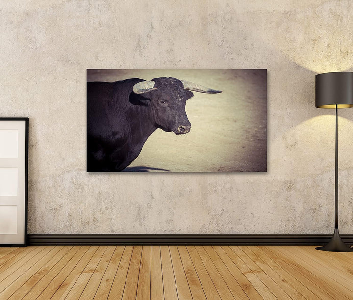 islandburner Bild auf Leinwand Stier Auf Sandboden In Spanien Bilder Wandbilder Poster Leinwand 100x