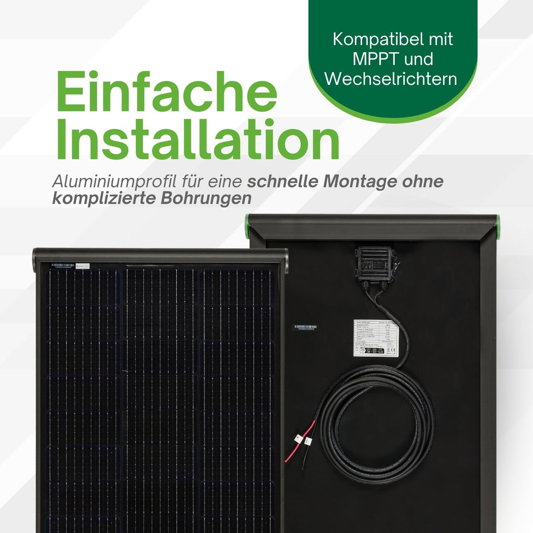 MOSCATELLI Camping Solaranlage Black Boost Komplettset 100W Monokristallin Solar Panel für Wohnmobil