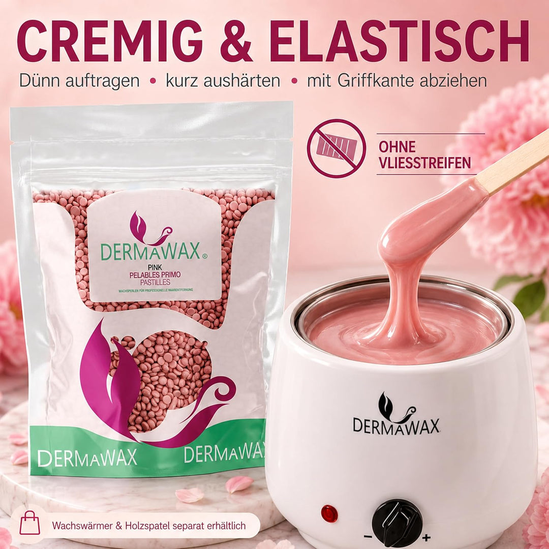 Dermawax 1 kg Pink Wachsperlen Heisswachs Waxing Perlen zur Haarentfernung Anwendung ohne Wachsstrei