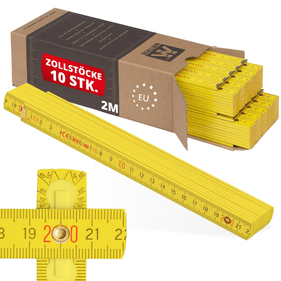 Metrie™ BLOCK 72 Zollstock/Zollstöcke - Gliedermassstab | Massstab - 2m - Gelb - Duplex Teilung, Her