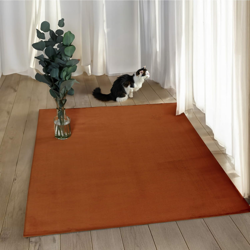 payé Teppich Wohnzimmer Hochflor - 200x290cm - Terracotta - Super Soft Kuschelweich Flauschig Modern