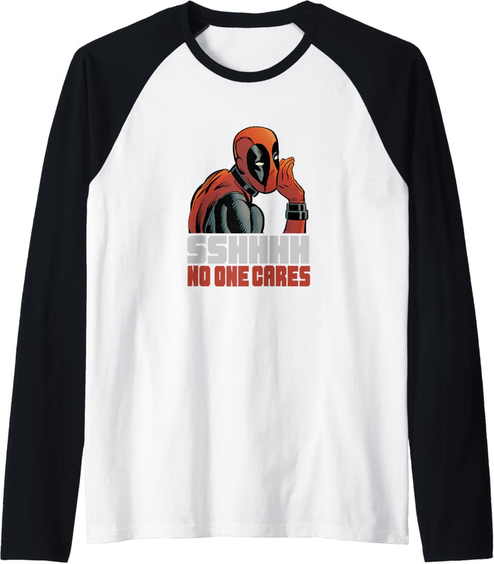 Marvel Deadpool SSHHHH No One Cares Whisper Raglan