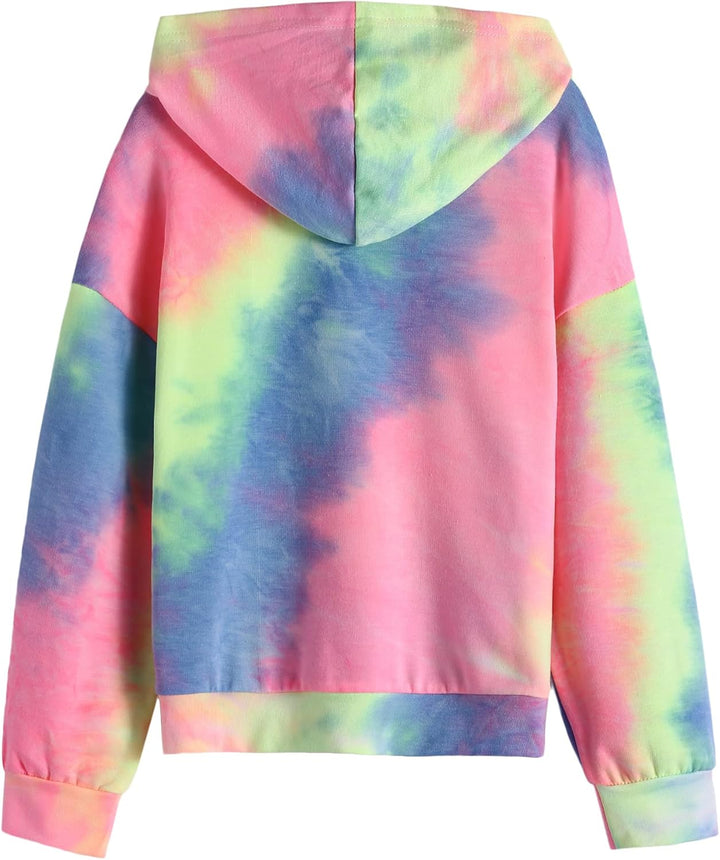 Arshiner Mädchen Hoodie Batik Kinder Pullover Freizeit Mode Sweatshirt mit Kapuze Herbst Winter Lang
