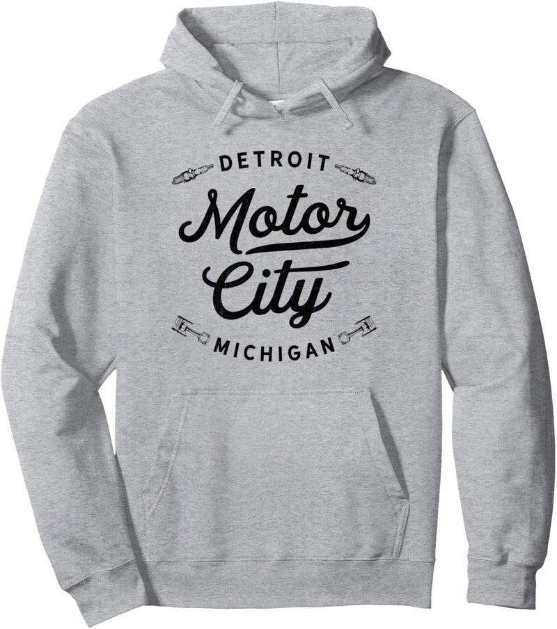 Classic Detroit Motor City Michigan Auto Enthusiast Novelty Pullover Hoodie