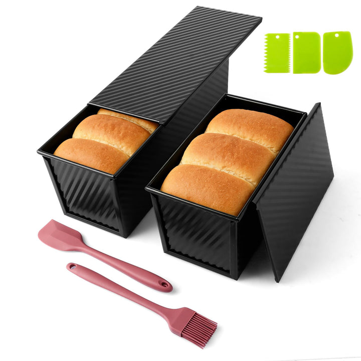 2 Stück Brotbackform mit Deckel, 31.8x12x11.43cm Kastenform mit Deckel, 21.6x12x11cm Toast Backform,