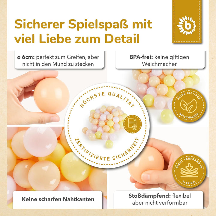 Bieco Bälle für Bällebad Blossom | 100 Bunte Bälle | Bällebad für Kinder & Babys | Draussen-Spiele,