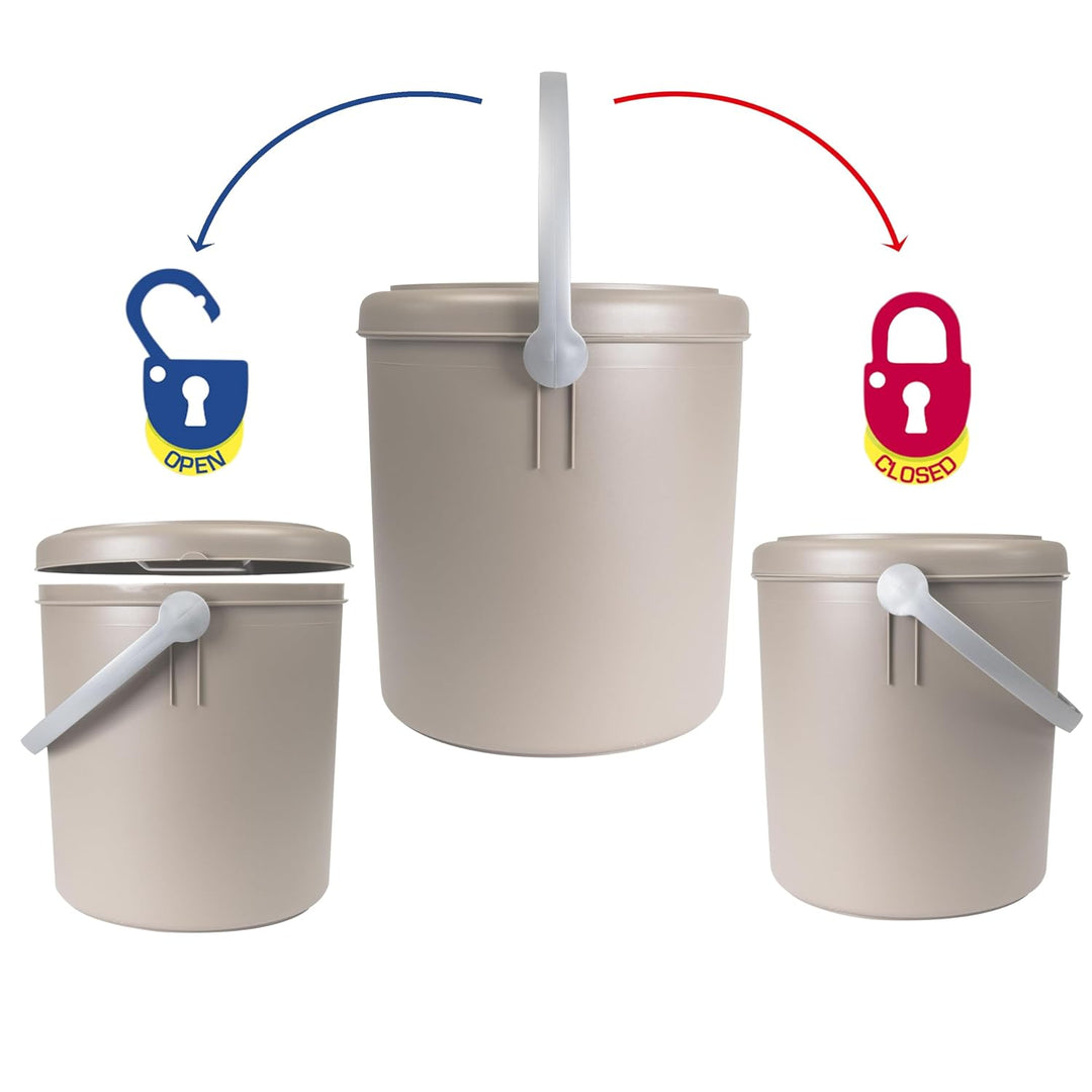 #11 Mülleimer 15 Liter mit verschliessbarem Deckel und Henkel - Orange - 30cm hoch - Ø27cm Abfallsam