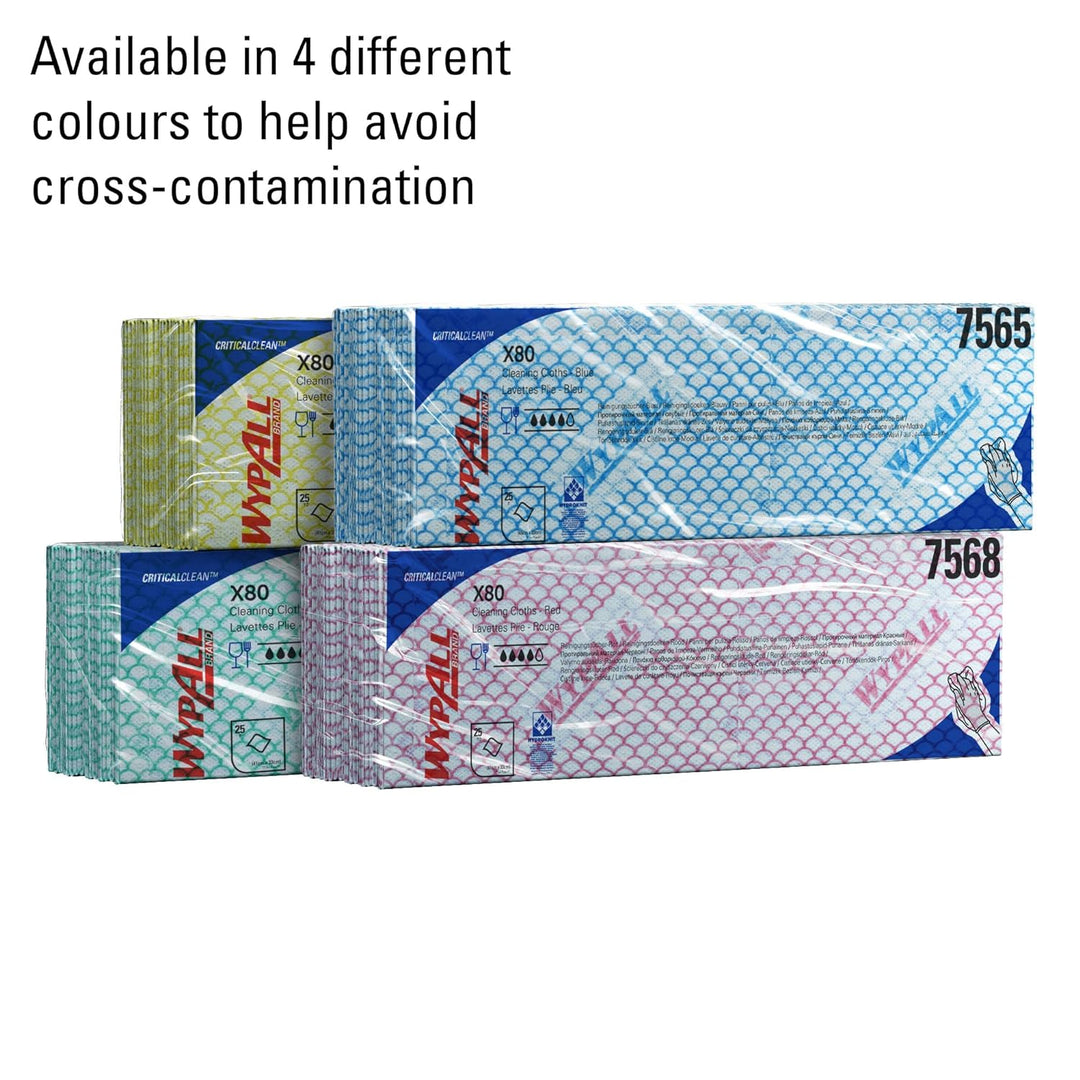 WypAll X80 Farbcodierte Reinigungstücher 7565 – Blau – 10 Packungen x 25 Wischtücher für hohe Beansp