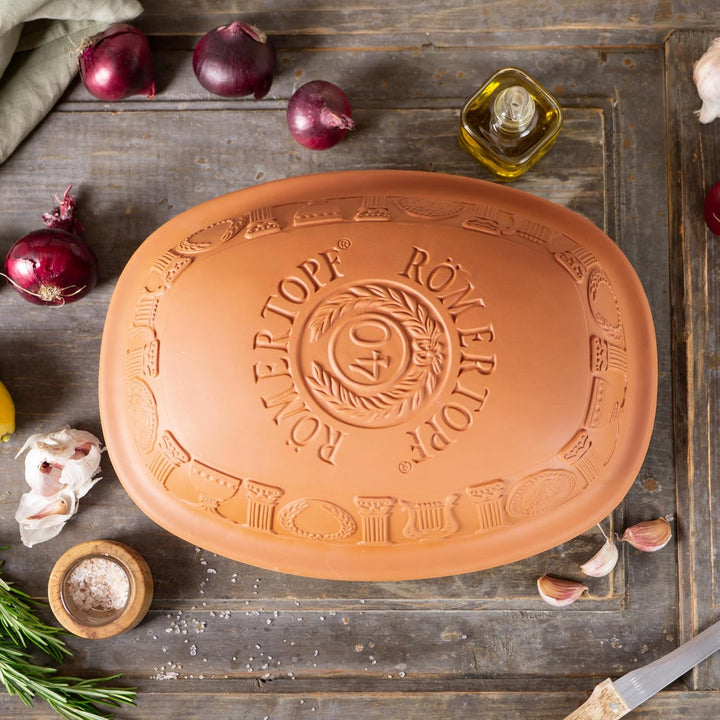 Römertopf Bräter Dampfgarer 40 Jahre Jubiläums-Edition 3,5 Liter, 34,0 x 26,0 x 19,0cm, Oval, Terrak