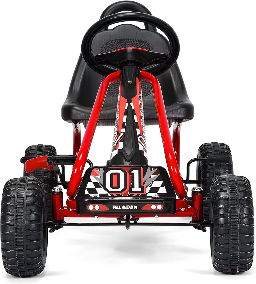 RELAX4LIFE Kinder Gokart mit Handbremse & verstellbarem Sitz, Tretauto mit hohem Sicherheitstandard,