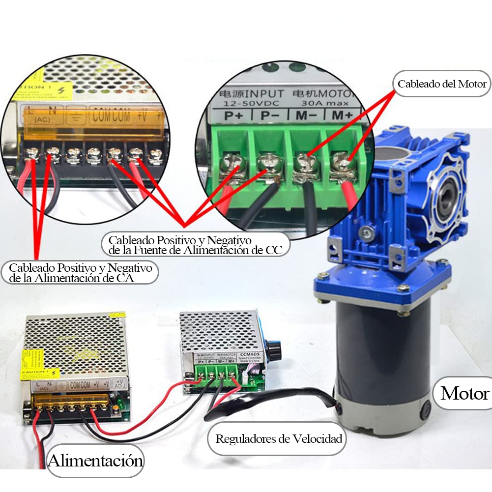 Schneckengetriebemotor, DC 12 V / 24 V, 120 W, RV40, Untersetzung 15 K, Geschwindigkeit des Schnecke