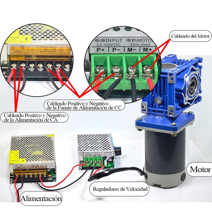 Schneckengetriebemotor, DC 12 V / 24 V, 120 W, RV40, Untersetzung 15 K, Geschwindigkeit des Schnecke