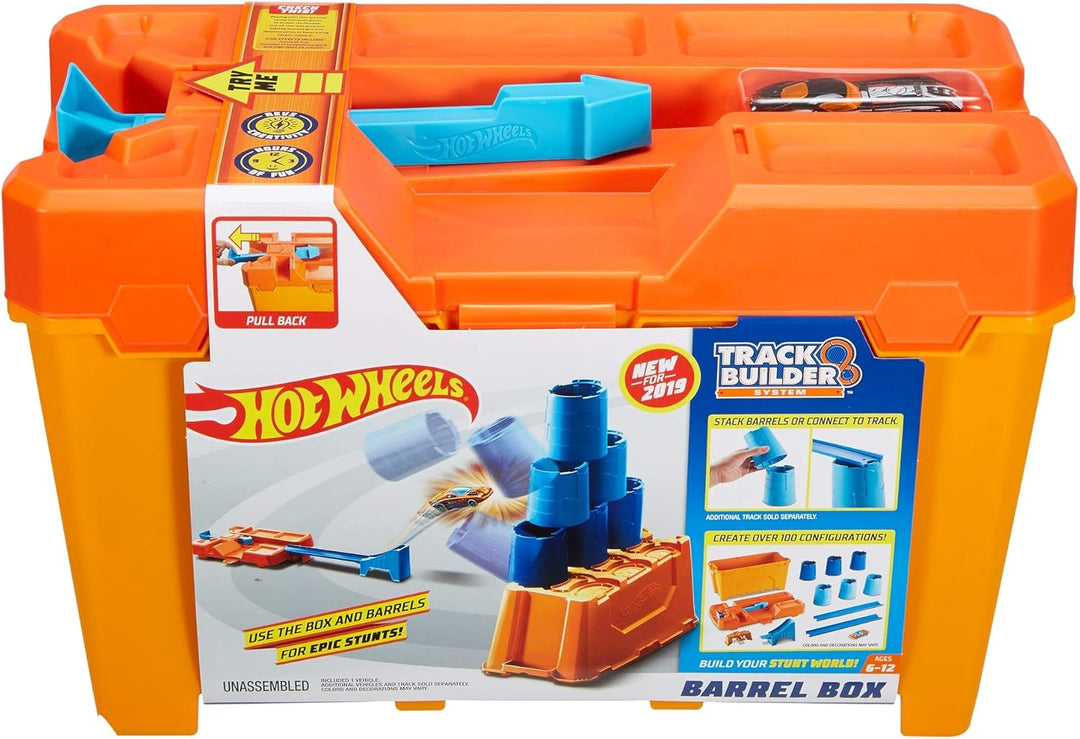 Hot Wheels 446GCF91 Stunts & Abrissbox TB-Fasskasten Track Builder, TB-Fasskasten Track Builder