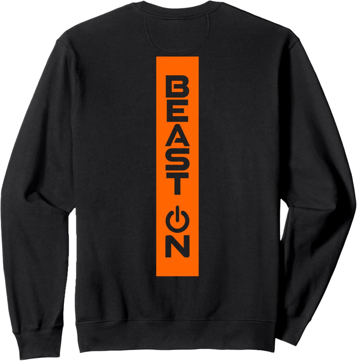 Beast ON Rücken Motiv orange Schrift Gym Fitness Motivation Sweatshirt