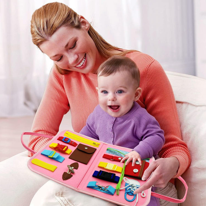 Activity Board Montessori Spielzeug, Busy Board für Kinder, Schuhe Binden Lernen Kleinkinder Motorik