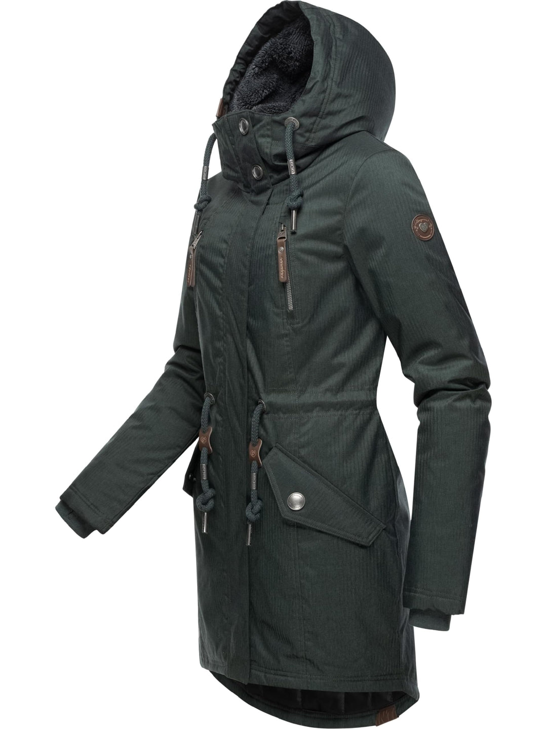 Ragwear Damen Wintermantel warm gefütterter Parka lang wasserdicht mit Kapuze Elsie Melange XS-6XL 3