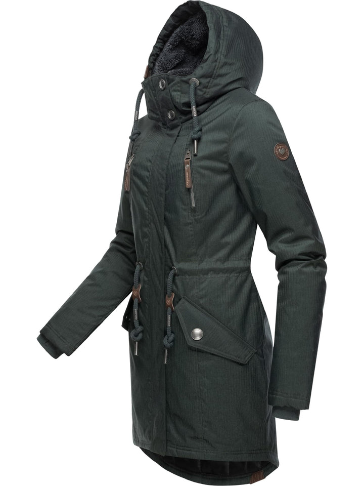Ragwear Damen Wintermantel warm gefütterter Parka lang wasserdicht mit Kapuze Elsie Melange XS-6XL X