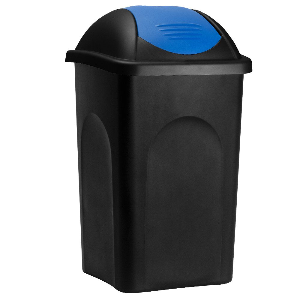 Stefanplast® Mülleimer mit Schwingdeckel, 60 Liter Schwarz/Blau, Schwarz/Blau
