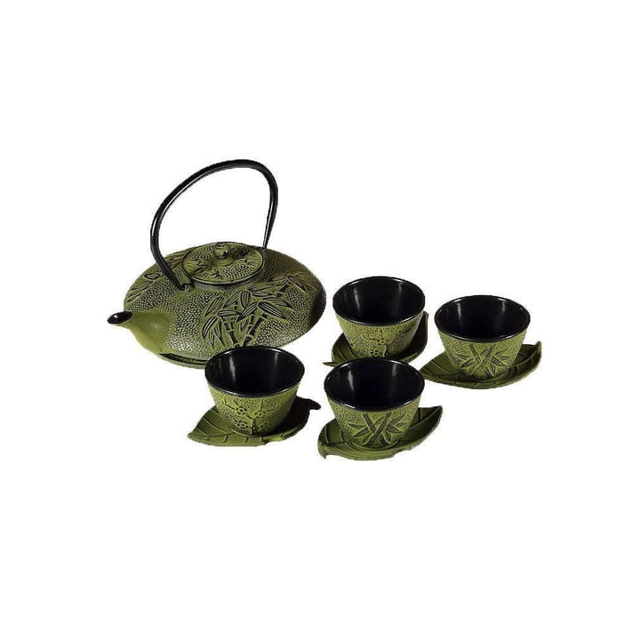 Teeservice aus Gusseisen, Bambus Gusseisen Servierset - Bambus Bambus, Grün., Bambus, Grün.