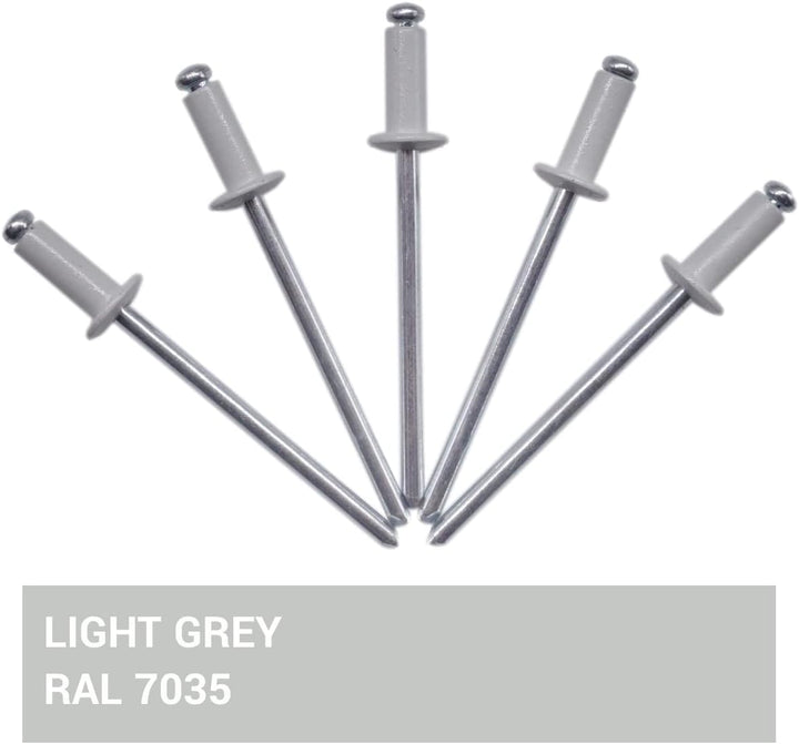 (1000 Stück) lackierte Blindnieten 3,2 x 8 mm, Kuppelkopf, DIN 7337, Aluminiumniete und Stahldorn, P