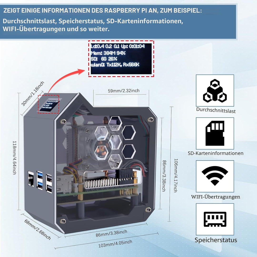 GeeekPi N07 Mini Tower NVMe NAS Kit für Raspberry Pi 5, mit N07 M.2 NVMe SSD Pip PCIe Peripheral Boa
