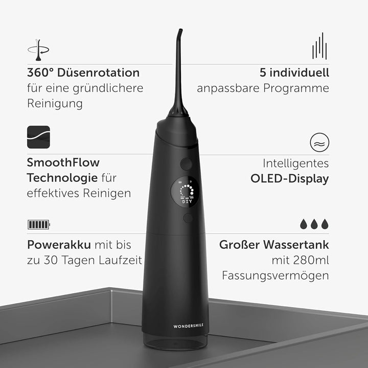 Wondersmile Munddusche PRO - Testsieger 2024-100 Tage risikofrei testen - SmoothFlow-Technologie für