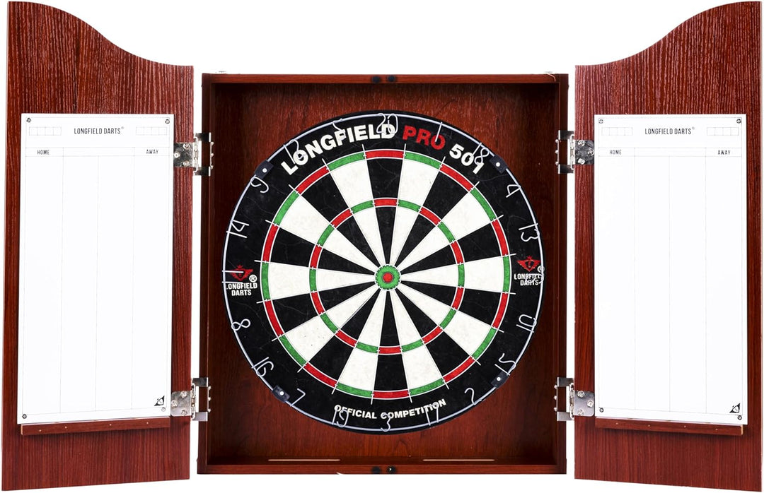 Holz Dartschrank, sisal Dartscheibe, inbegriffen 6 Darts 18gr und Zubehör dunkle Eiche, dunkle Eiche