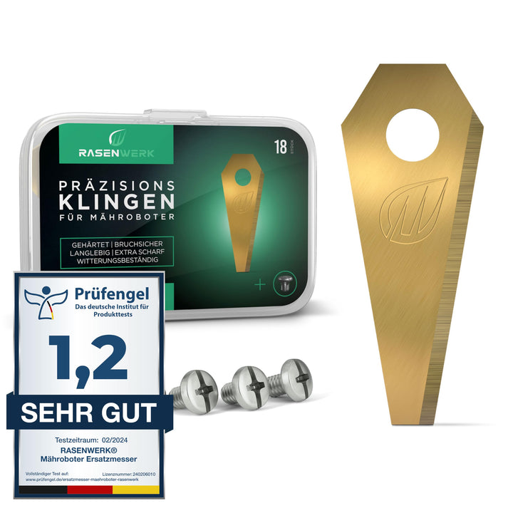 RASENWERK® - Hochwertige Mähroboter Messer mit passenden Schrauben - Universal Ersatzklingen Ersatzm