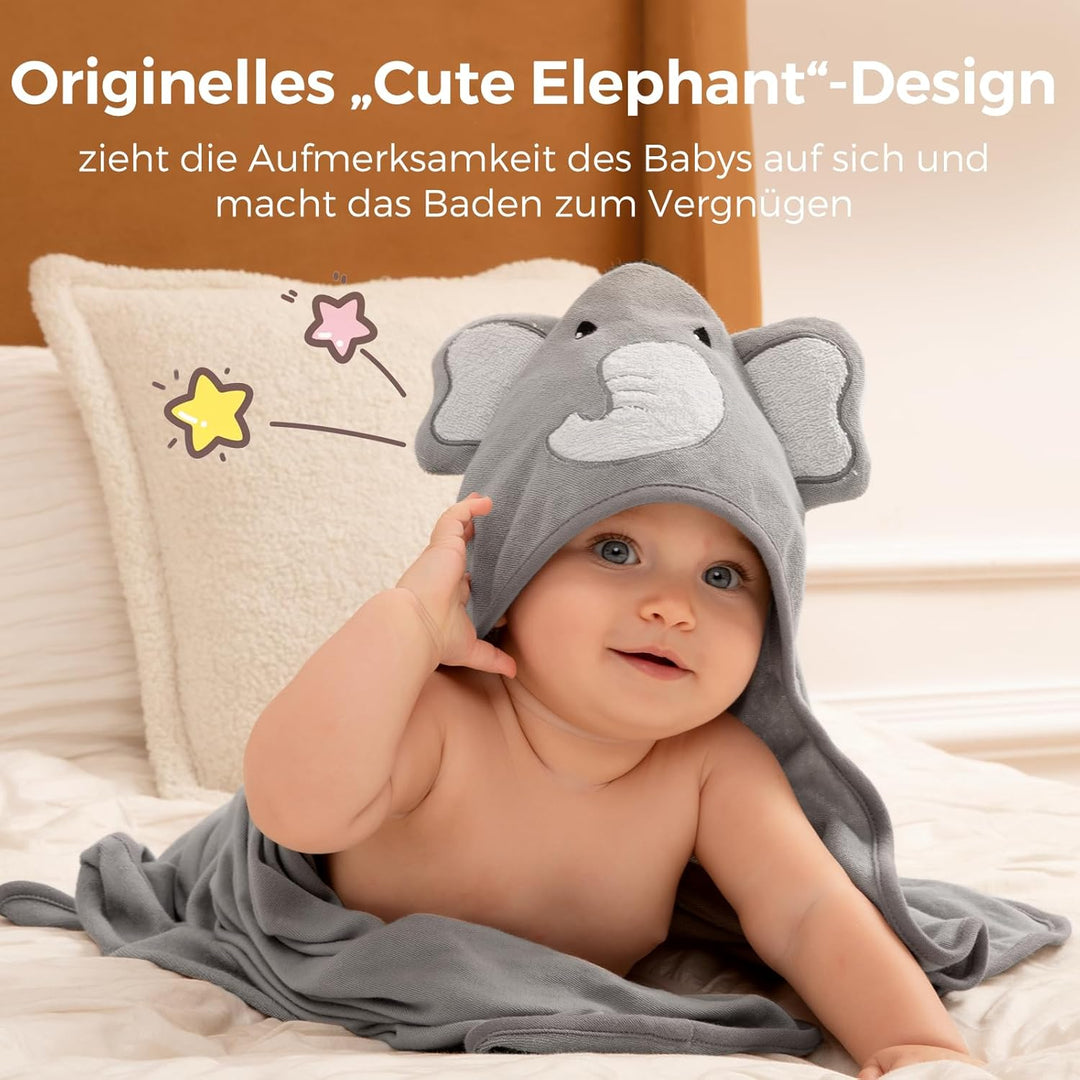 momcozy Baby Bath Towel Set, 8-Piece , 2 x Hooded Towels 76 x 76 cm and 6 x washcloths 24 x 24 cm, w