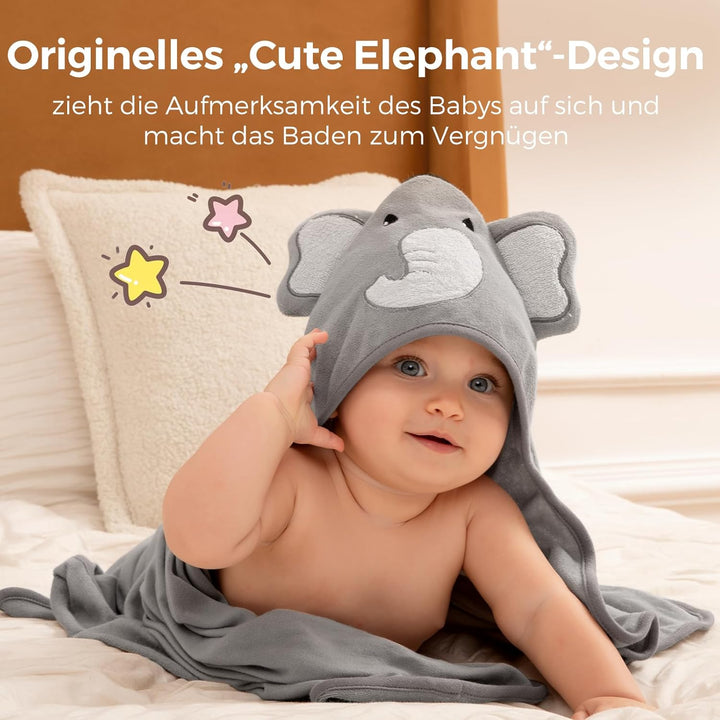 momcozy Baby Bath Towel Set, 8-Piece , 2 x Hooded Towels 76 x 76 cm and 6 x washcloths 24 x 24 cm, w