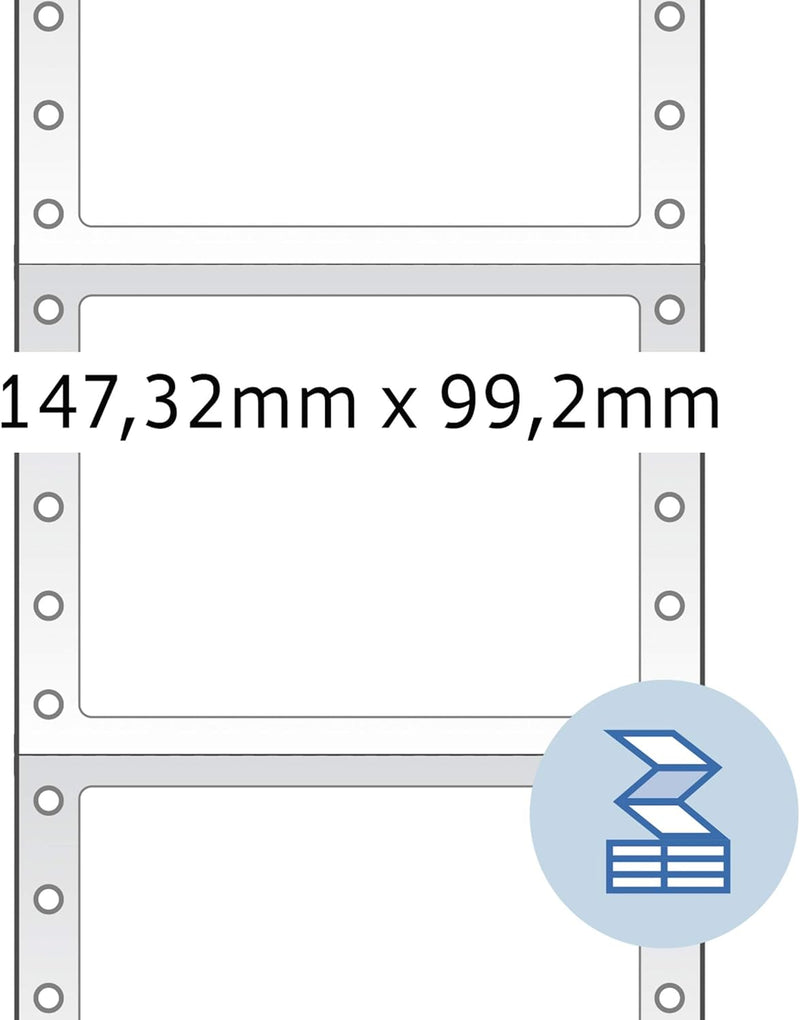 HERMA 8292 Computeretiketten endlos perforiert, 147,32 x 99,2 mm, 1-bahnig, 3000 Aufkleber, selbstkl