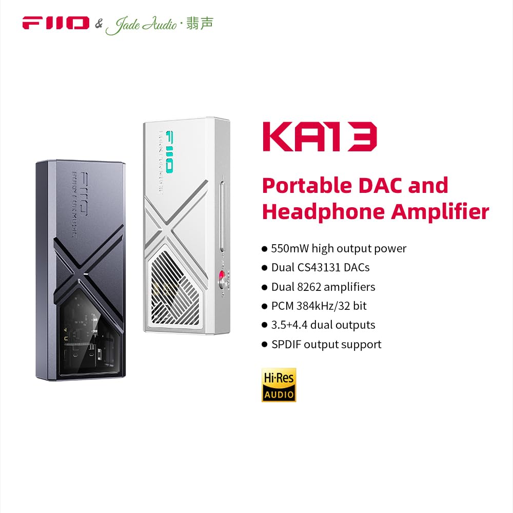 FIIO KA13 Tragbarer DAC mit Kopfhörerverstärker (schwarz), Schwarz