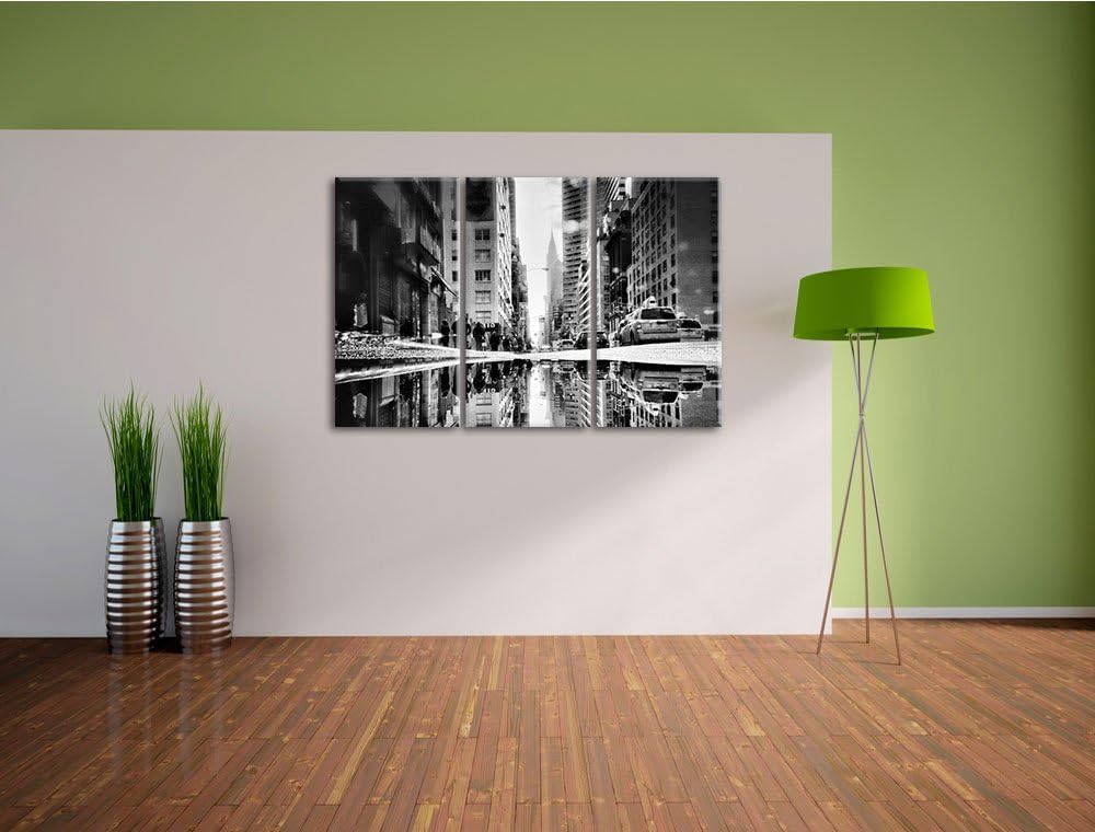 Pixxprint Monocrome, New York Times Square 3-Teiler Leinwandbild 120x80 Bild auf Leinwand